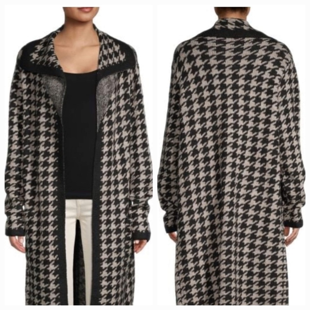 MAX STUDIO EDITION
Jacquard Houndstooth-Pattern Longline Shrug